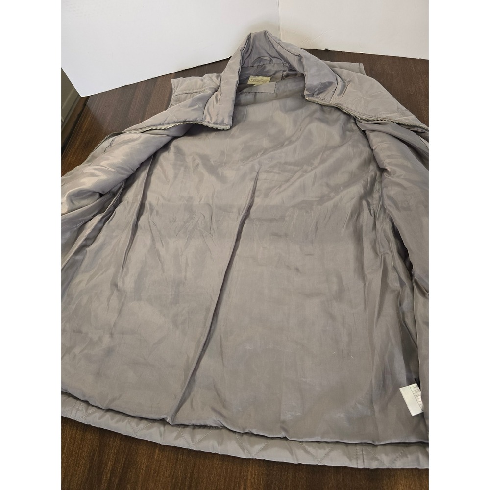 Country Door Women Gray Quilted Vest Cinched Drawstring Waist Full Zip Size L - Picture 6 of 7